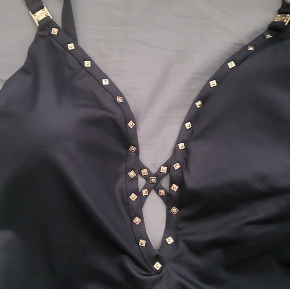 NWT Honey Birdette EIVISSA Black & Gold Studded One Piece Swimsuit Medium 🖤 - Picture 3 of 6